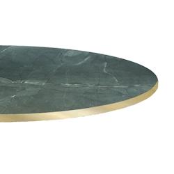Restootab Plateau Ø70 decor marbre jade chants laiton - vert Bois manufacturé PL-R70M-MB.JAD-LAI_0