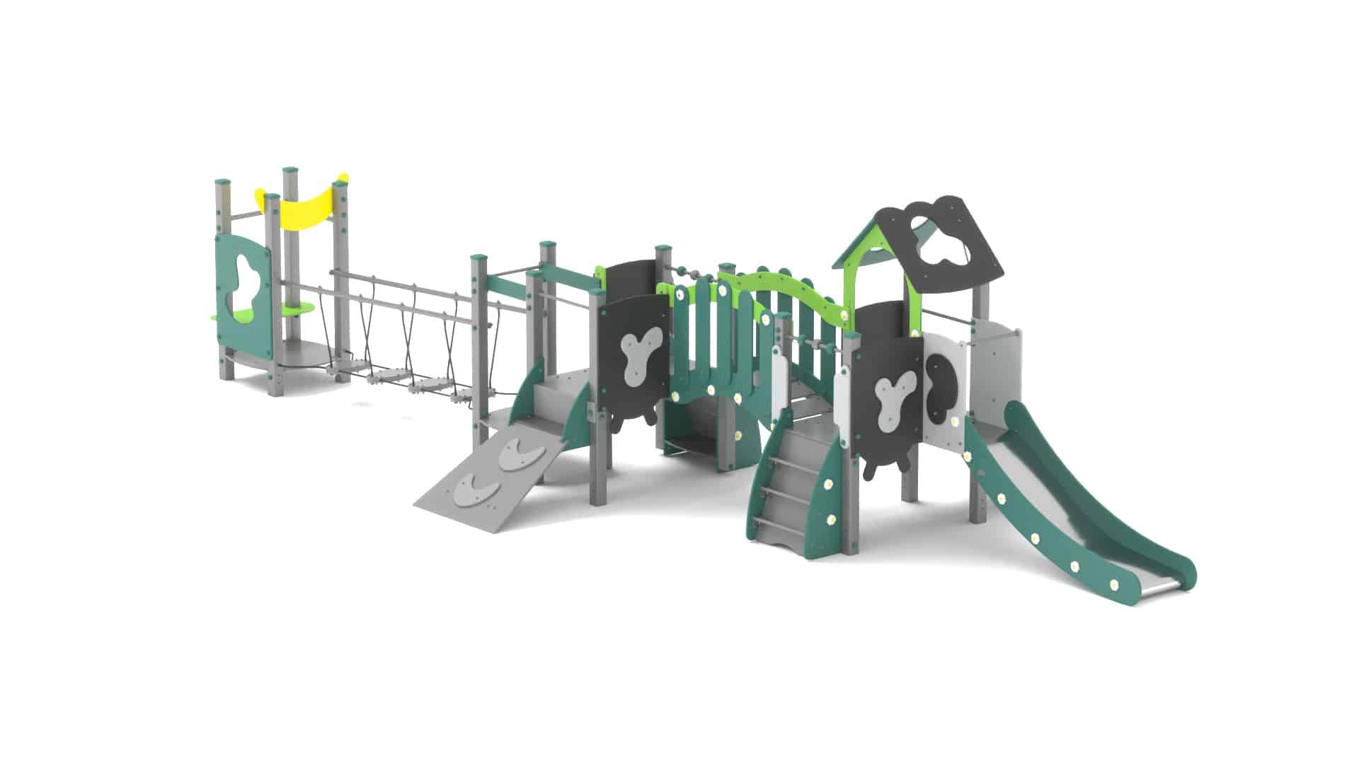Structure multi-activités métallique chlorophylle MAS - LD1BPMET3800 - Ludoparc pour enfants 1,5-6 ans - 3 tours - 35 places_0