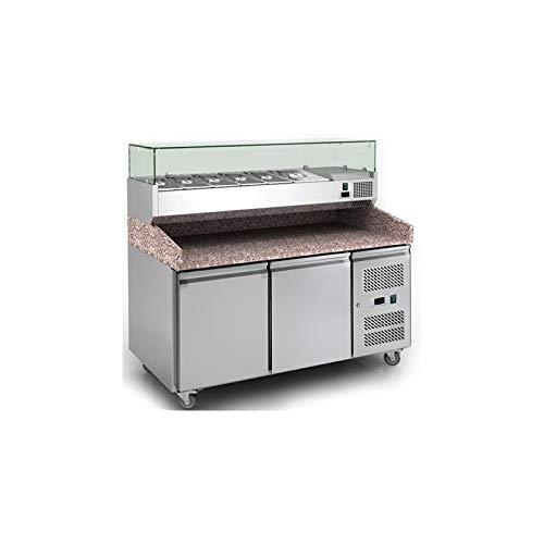 Table à pizza 2 portes - 390 litres - Température +2°C à +8°C - 5 bacs GN 1/3 et 1 GN 1/2_0