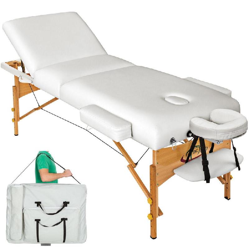 TABLE DE MASSAGE PLIANTE 3 ZONES - 10 CM D\'ÉPAISSEUR + HOUSSE BLANC 2008137_0