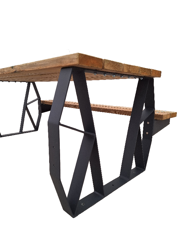 Table pique-nique en bois Douglas - modèle Kompose avec 1 banquette - 194 cm de longueur_0
