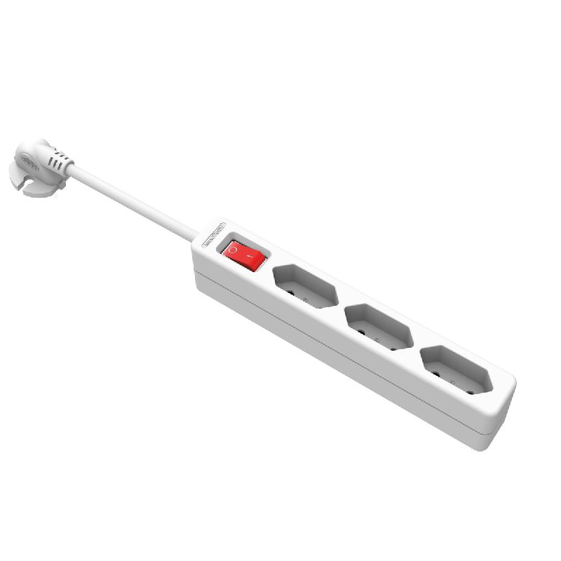 VALUE Multiprise 3 ports type Euro, avec interrupteur et fiches profilées, blanc, 2 m_0