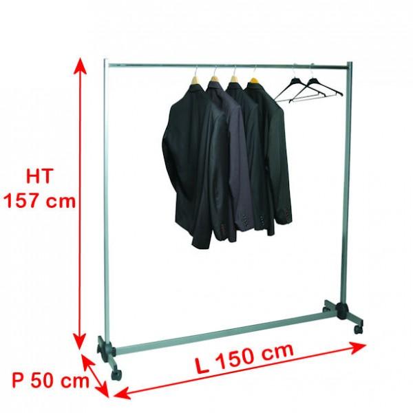 Vestiaire MEETING Budget - Gris métal - Charge 30 kg - 70 cintres - Roulettes avec freins_0