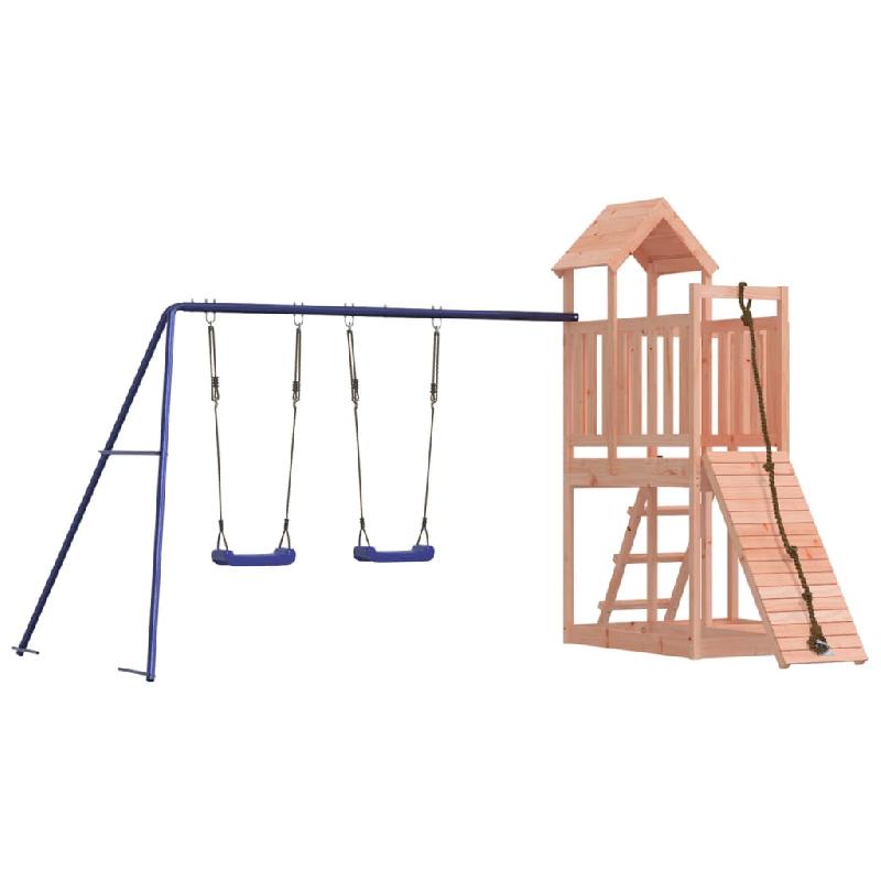 Aire de jeux d'extérieur en bois Douglas massif - Balançoires, toboggan, portiques robustes - 357 x 248 x 214 cm - Modèle 02_0004797_0
