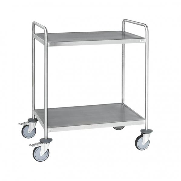 Chariot inox soudé C3 avec 2 tablettes et poignées supérieures - KONGAMEK - Acier inoxydable classe 3_0