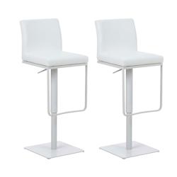 CLP Lot de 2 tabouret de bar Panama similicuir Blanc /Blanc - blanc polyester 307838_0