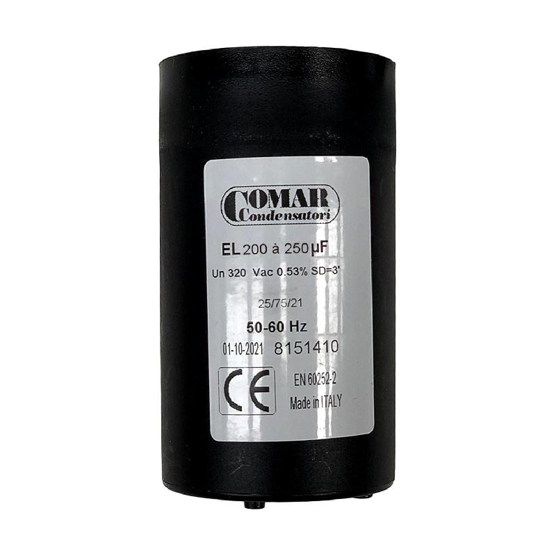 Condensateur de démarrage 200uF à 250uF - 250V - Cosses FASTON pour moteur monophasé_0