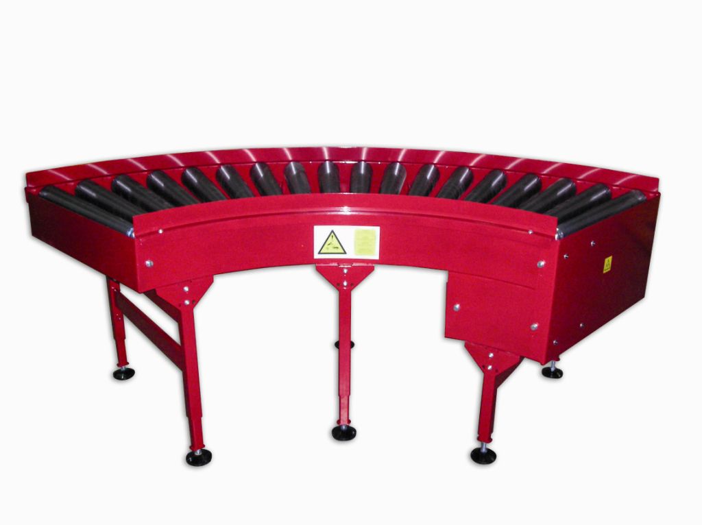 Courbe à rouleaux motorisés - angle 90° et 180° - rouleaux coniques - peinture RAL 5010_0
