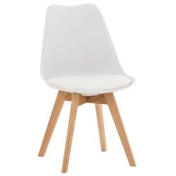Décoshop26 - Chaise de salle à manger x1 design scandinave en plastique et PVC blanc et pieds en bois clair 10_0002270 - blanc 3000250931991_0