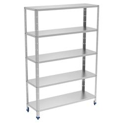 Étagères en acier inoxydable 5 niveaux avec des étagères lisses - 1400x350x1750 mm - 38005350 Eurast - 38005350_0