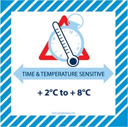 Étiquette Time & Temperature Sensitive - 10x10 cm - Rouleau de 1000 étiquettes - Papier couché brillant - Colle renforcée_0