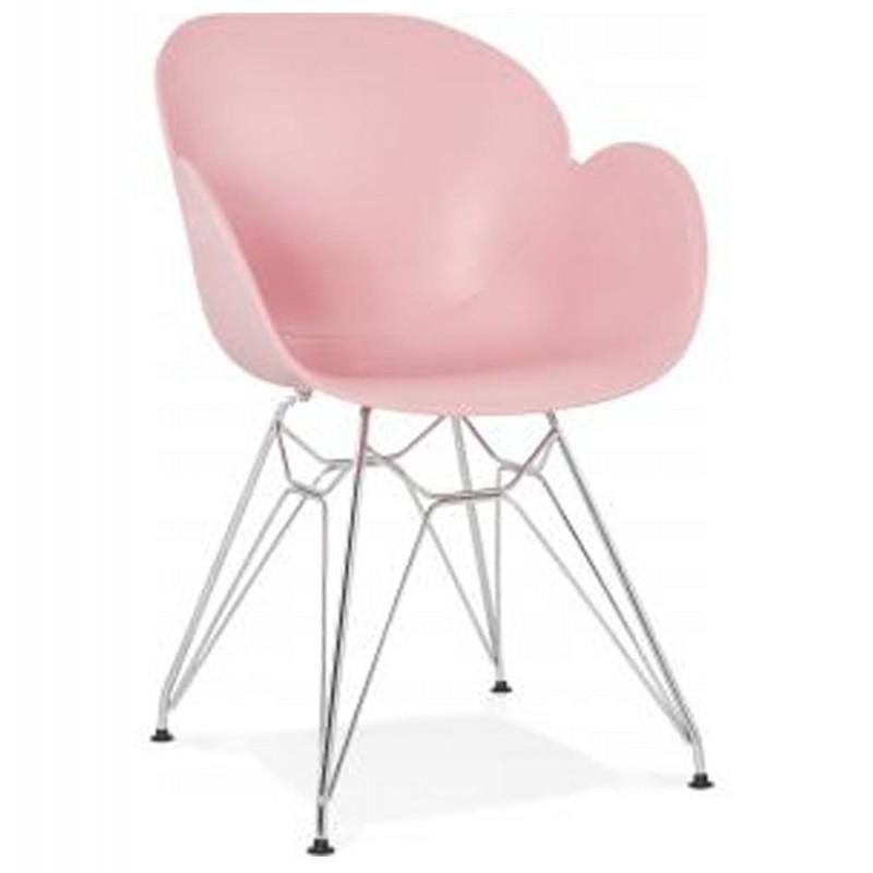 Fauteuil design Katana 82 cm rose - Polypropylène et métal chromé - Paris Prix_0