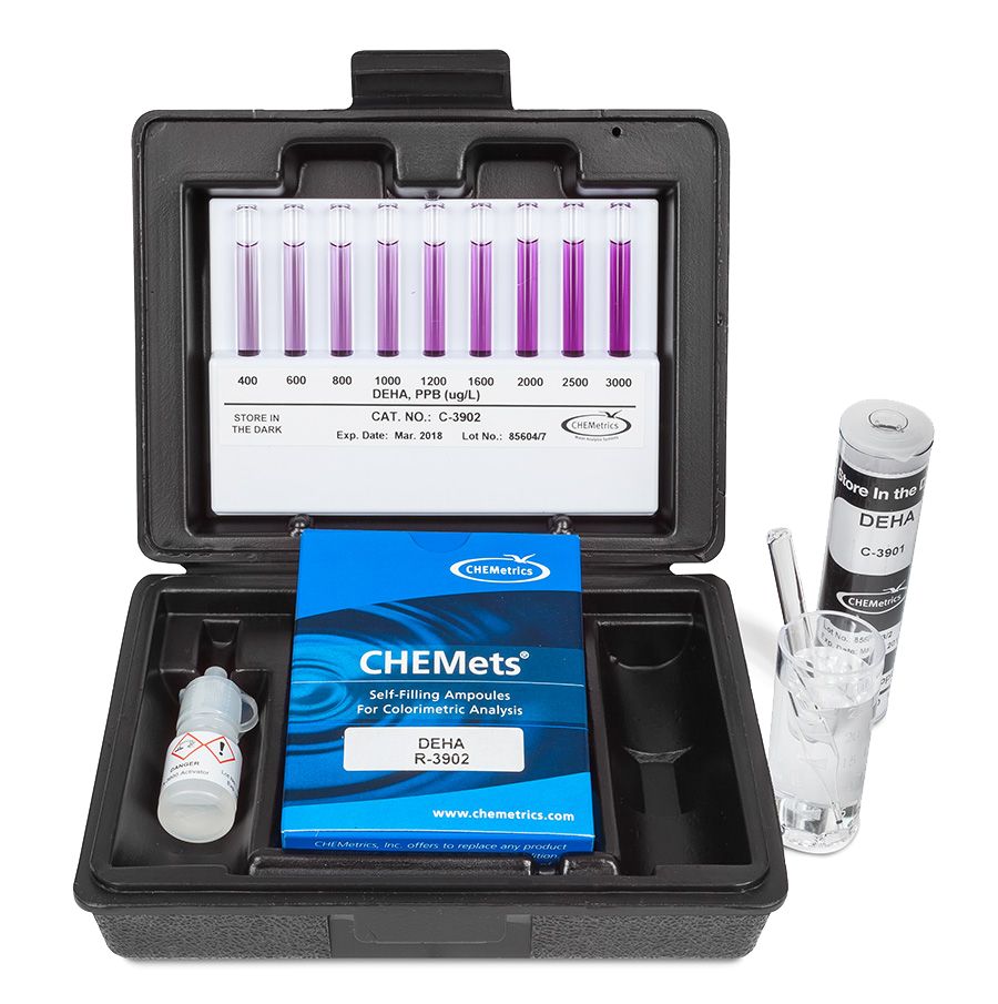 Kit d’analyse visuelle du DEHA 0-400 / 400-3000 ppm, type : CHEMets 30 ampoules, marque Chemetrics - Ref.: NCH001_0