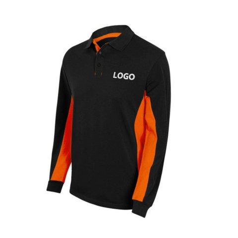 POLO BICOLORE MANCHES LONGUES PUBLICITAIRE VELILLA NOIR/ORANGE - MARQUAGE BRODERIE
