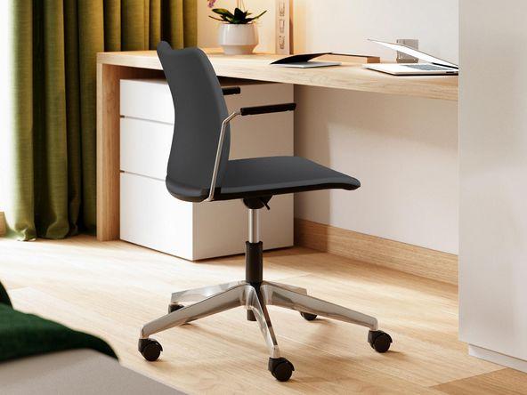 Siège de bureau Adela - piètement aluminium poli - accoudoirs fixes - mécanisme giratoire_0