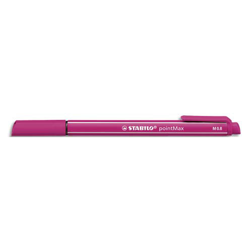 STYLO FEUTRE STABILO POINT MAX - POINTE MULTI-FONCTION - CORPS COLORE A RAYURE BLANCHE - ENCRE ROSE