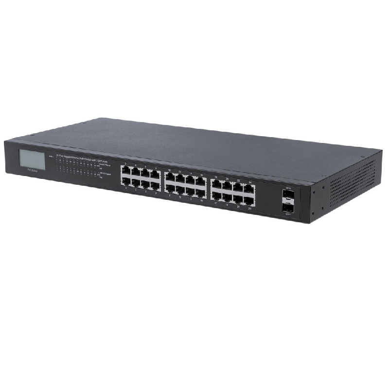 Switch PoE+ 24 ports Gigabit Ethernet - écran LCD, 370W PoE, montage en rack - Bravour®_0