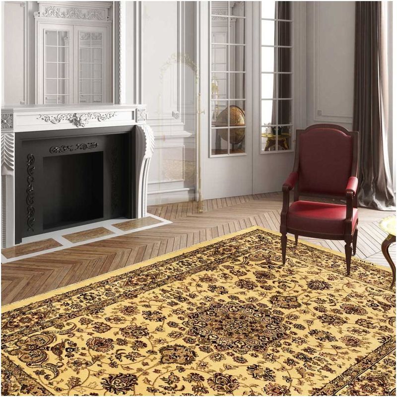 TAPIS D'ORIENT 200X300 CM RECTANGULAIRE AKLIM BEIGE SALLE À MANGER