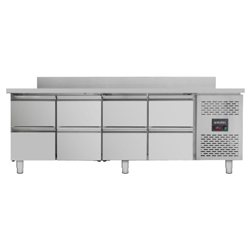 Vaiotec EASYLINE Table réfrigérée 700 / 8 tiroirs avec rebord - Monobloc - inox GNH4280TN-PT_0