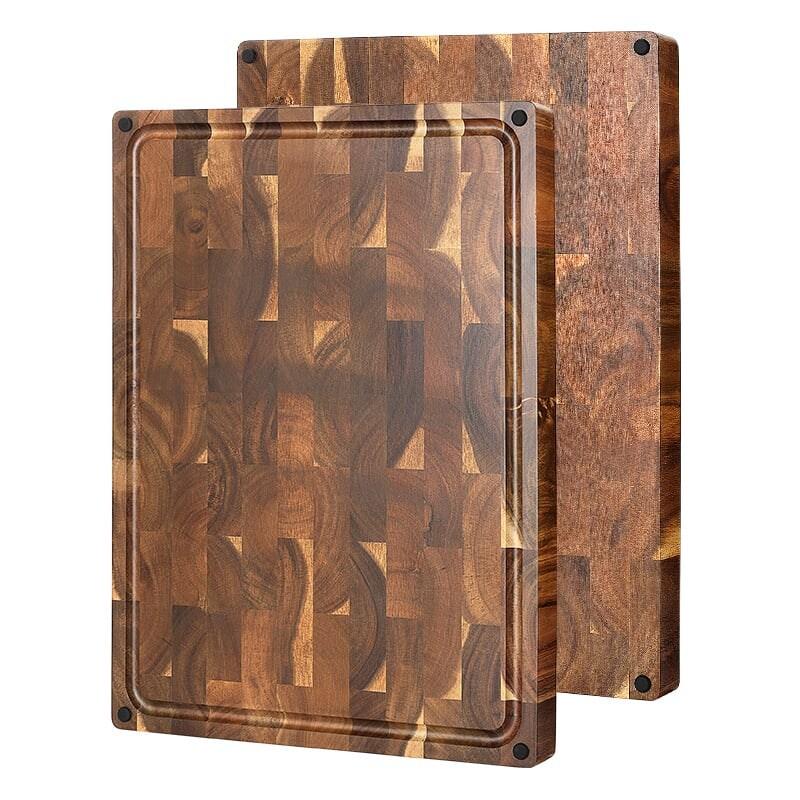 XinZuo - Planche à découper en bois d'acacia 49x36x3,8 cm avec pieds antidérapants et rigole à jus - multicolore Bois manufacturé XHCB-XSM-05_0