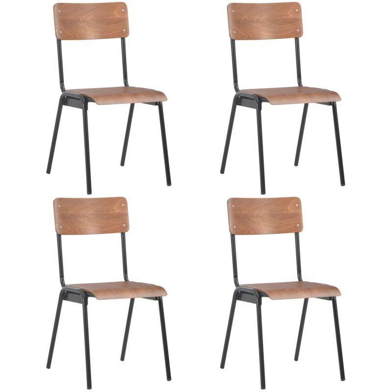 4 PCS CHAISES À DÎNER MARRON CONTREPLAQUÉ SOLIDE ET ACIER VIDAXL 4 PCS CHAISES À DÎNER MARRON CONTREPLAQUÉ SOLIDE ET ACIER VIDAXL