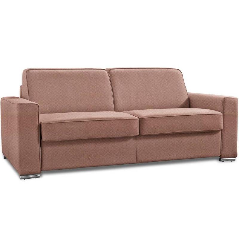CANAPÉ CONVERTIBLE 2-3 PLACES EXCELLENCE 120 CM SOMMIER LATTES MATELAS MEMORY 18 CM INCLUS VELOURS  ORANGE_0