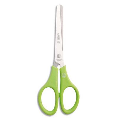 CISEAUX SAFETOOL BOUTS RONDS 15 CM, ANNEAUX SYMETRIQUES, COLORIS ASSORTIS BLEU, VERT - LOT DE 12