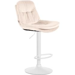 CLP Tabouret de bar Laurel velours Crème/Métal blanc mat - beige textile 323964_0