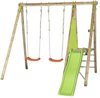 Dani - Portique bois 2,30m avec 2 balançoires, 1 plate-forme 0,90m et 1 toboggan 1,73m - Norme EN71-8_0