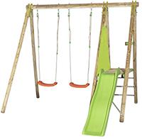 Dani - portique bois 2,30m 2 balançoires, 1 plate-forme 0,90m, 1 toboggan 1,73m_0