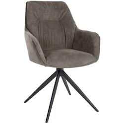 Décoshop26 - Chaise de salle à manger pivotant avec accoudoirs x1 en tissu gris foncé et piètement en métal noir 10_0002043 - gris 3000250804769_0