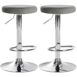 Décoshop26 - Lot de 2 tabourets de bar avec assise en tissu velours gris et cadre métal chromé TDB10715 - gris 3002477932690_0