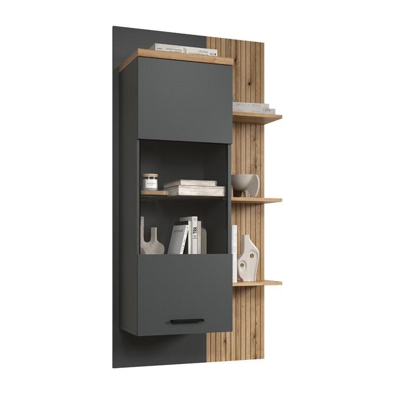 Deladeco Rangement mural moderne anthracite/chêne Baggy - 3665367399531_0