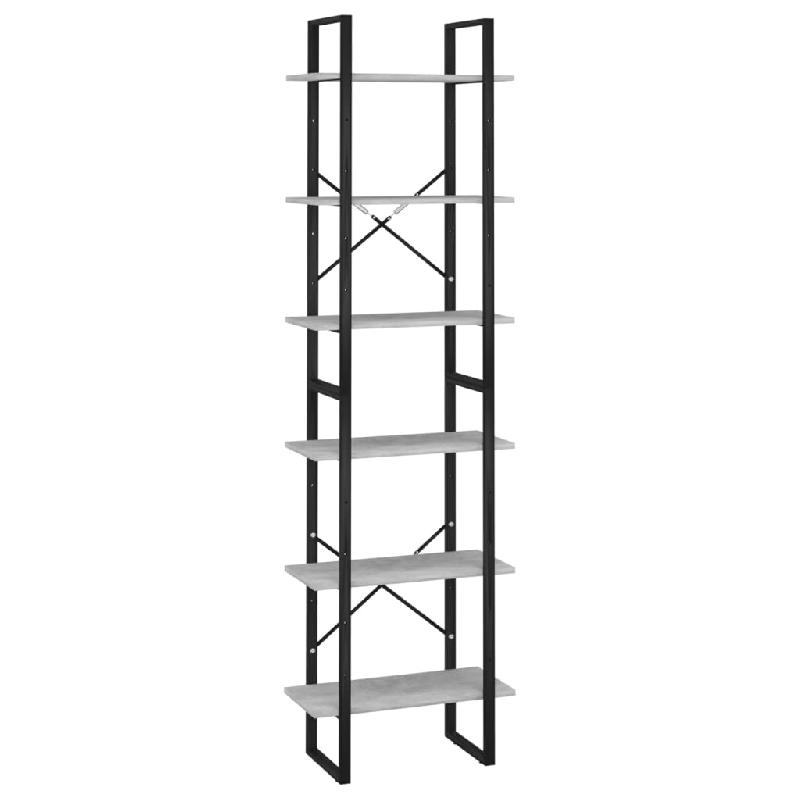 Étagère de rangement 60 x 30 x 210 cm - métal et aggloméré gris béton - modèle 02_0000632_0