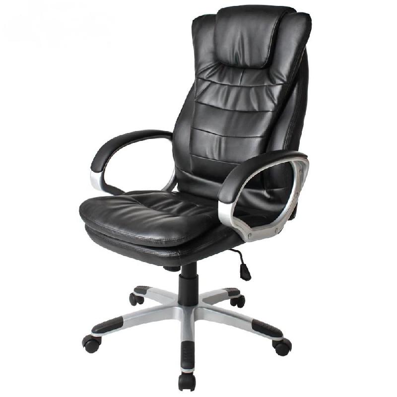 FAUTEUIL DE BUREAU CHAISE SIÈGE CLASSIQUE ERGONOMIQUE CONFORTABLE RÉGLAGE EN HAUTEUR NOIR 08_0000350_0