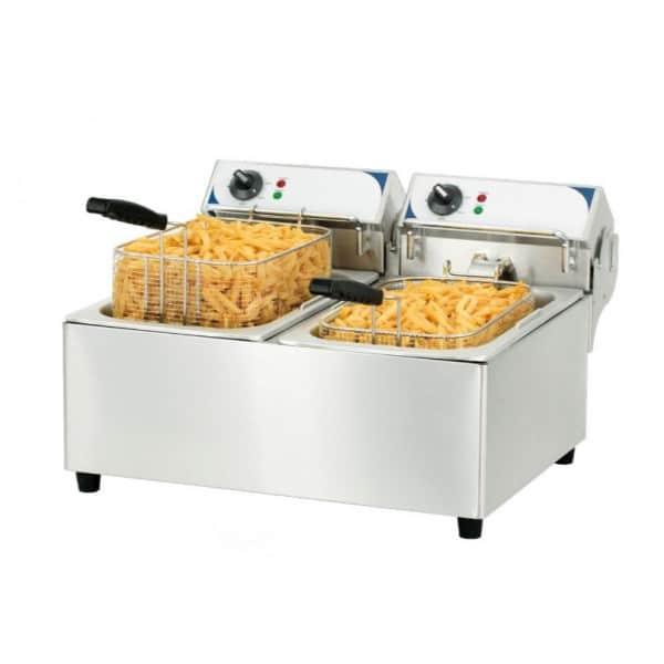 Friteuse électrique 2 x 10 litres en acier inoxydable 2 x 3600 W_0