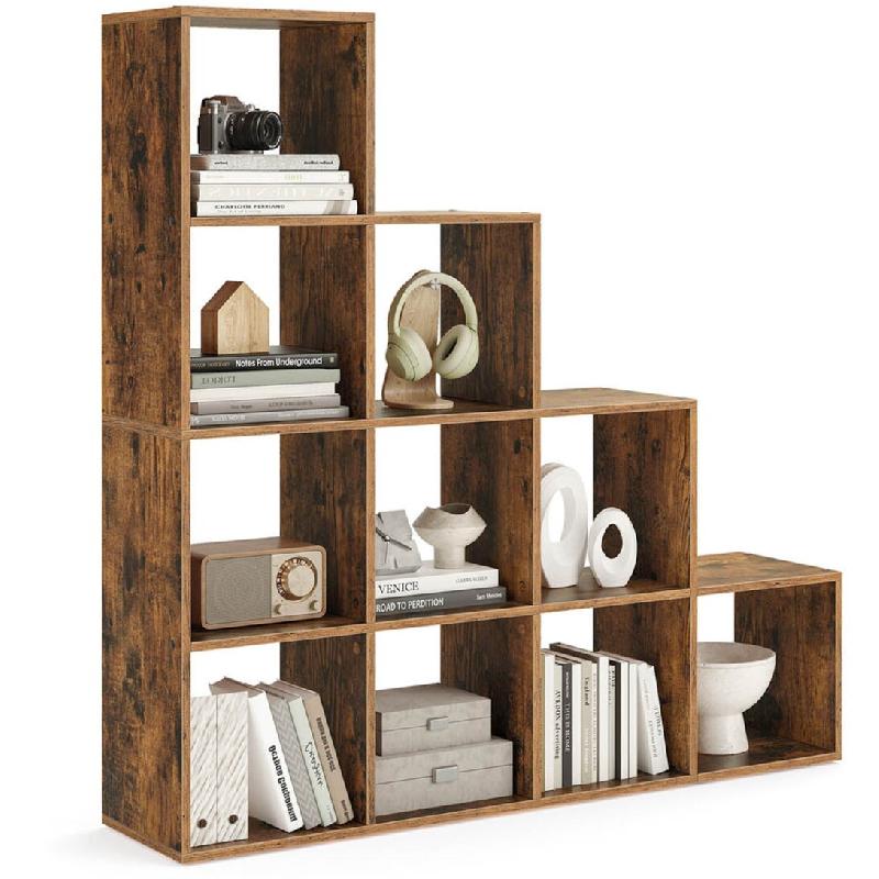 Helloshop26 - Étagère escalier 129,5 x 29 x 129,5 cm meuble de rangement 6 compartiments pour bibliothèque salon chambre blanc 12_0005762 - 3000223_0