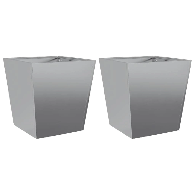 Helloshop26 - Jardinière bac lit surélevé plantes fleurs jardin terrasses lot de 2 40 x 40 x 40 cm acier galvanisé gris 02_0038957 - 3000217954780_0