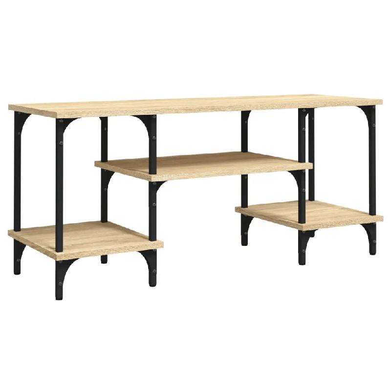Helloshop26 - Meuble TV élégant avec 3 étagères et pieds en métal 102 x 35 x 45 cm en bois d'ingénierie chêne sonoma 02_0048531 - métal 3000235328600_0
