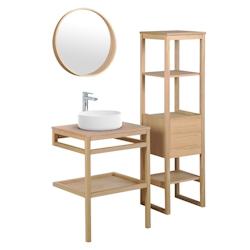 MOB-IN Meuble de salle de bain 60 cm HOPP avec colonne, miroir et vasque ronde DIEGO - beige 3760232703137_0