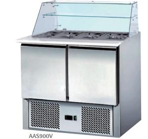 Saladette réfrigérée - 2 portes - ext/int inox- structure vitrée - - AAS900V_0