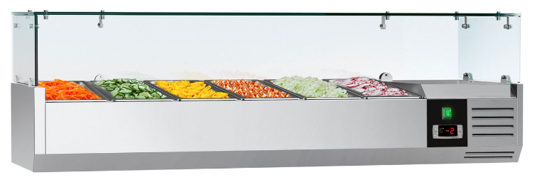 Saladette réfrigérée à poser 6 bacs gn 1/3 - vitrine à ingrédients de 140 cm_0