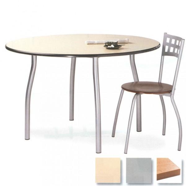 Table de cafétéria ronde - Plateau sable - Pieds époxy - Diamètre 120 cm - Chants robustes_0