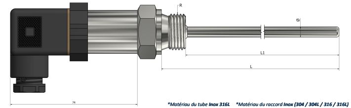 Thermistance à visser - Connecteur DIN 43650 avec transmetteur HR61 - Types PTC et NTC_0