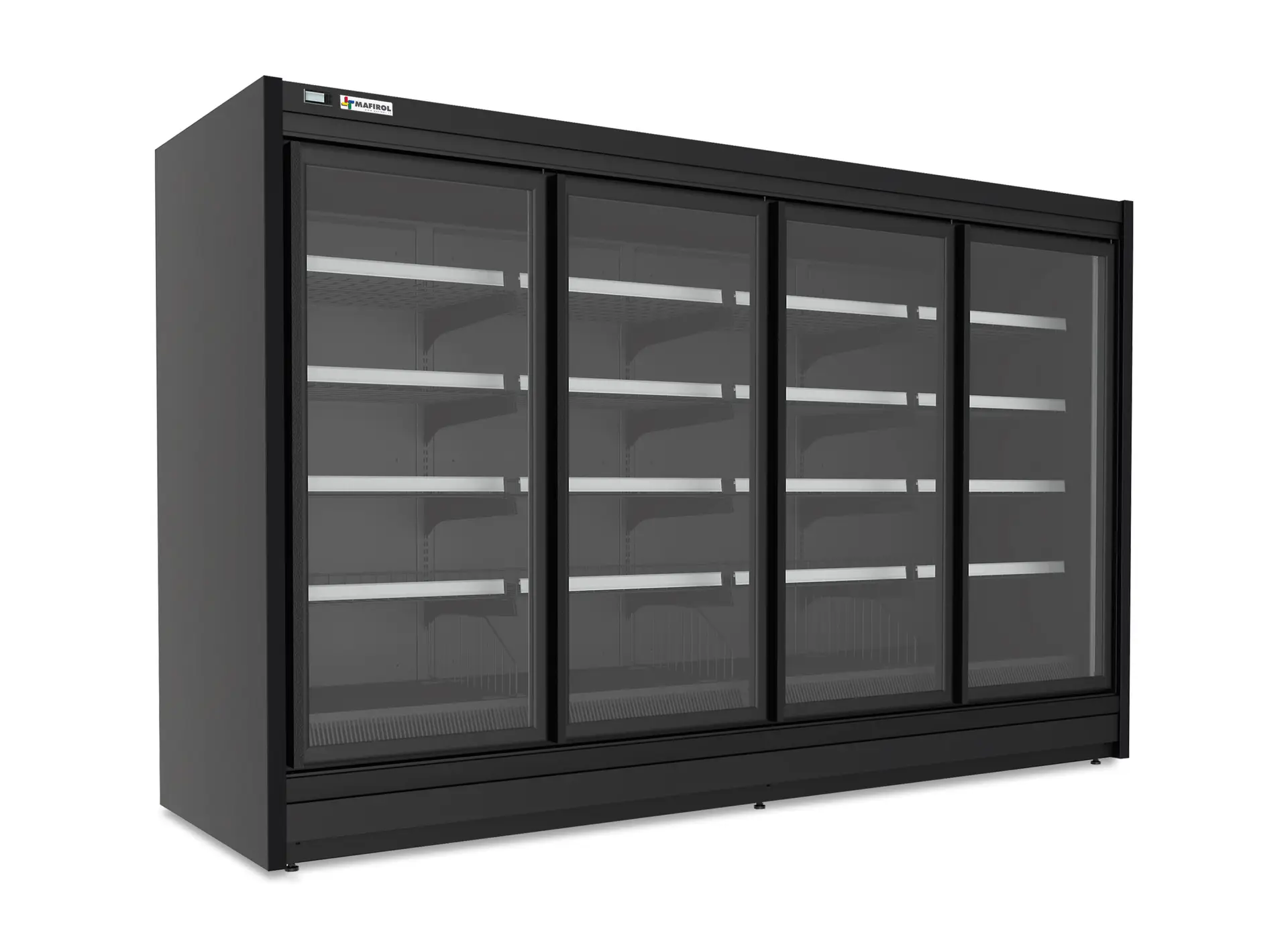 Vitrine murale négative et à groupe déporté avec  portes en triple vitrage pour supermarché - DELPHINIUM_0