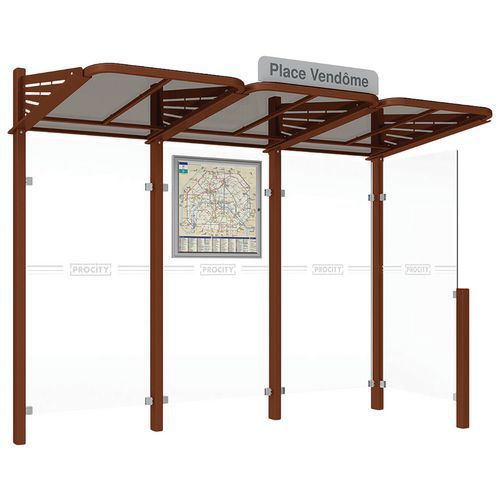 ABRI BUS CONVIVIALE 3 M BARDAGE LATÉRAL DROIT ASPECT CORTEN - PROCITY