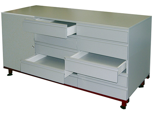 Bahut mixte 5 tiroirs + 2 portes - 1500 x 750 x 900 mm - Réf RA 9601 - BIOLAB - Meuble de laboratoire robuste et modulable_0