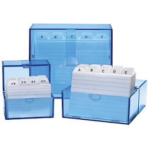 BOÎTE À FICHES A6 PAYSAGE, BLEU TRANSPARENT - LOT DE 2