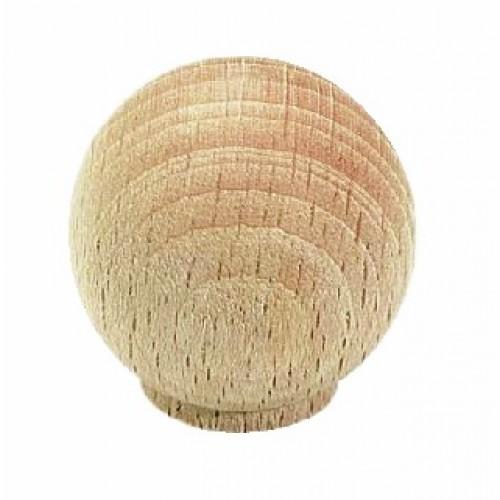 BOUTON DE MEUBLE BOULE HÊTRE BRUT PONCÉ-DIAMÈTRE 35MM CADAP