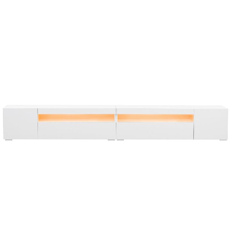 Buffet bas Merax avec éclairage LED 16 couleurs, commode TV, meuble TV avec 2 portes, 1 abattant et 1 compartiment ouvert - blanc multi-matériau WF2_0